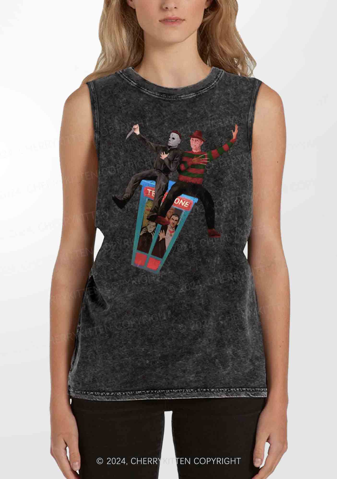 Halloween Horrific Adventure Y2K Washed Tank Cherrykitten