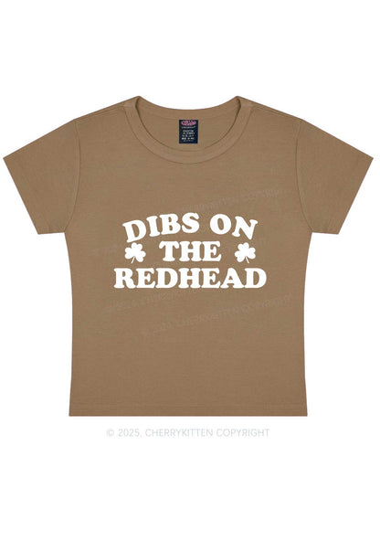 Dibs On The Redhead St Patricks Y2K Baby Tee Cherrykitten