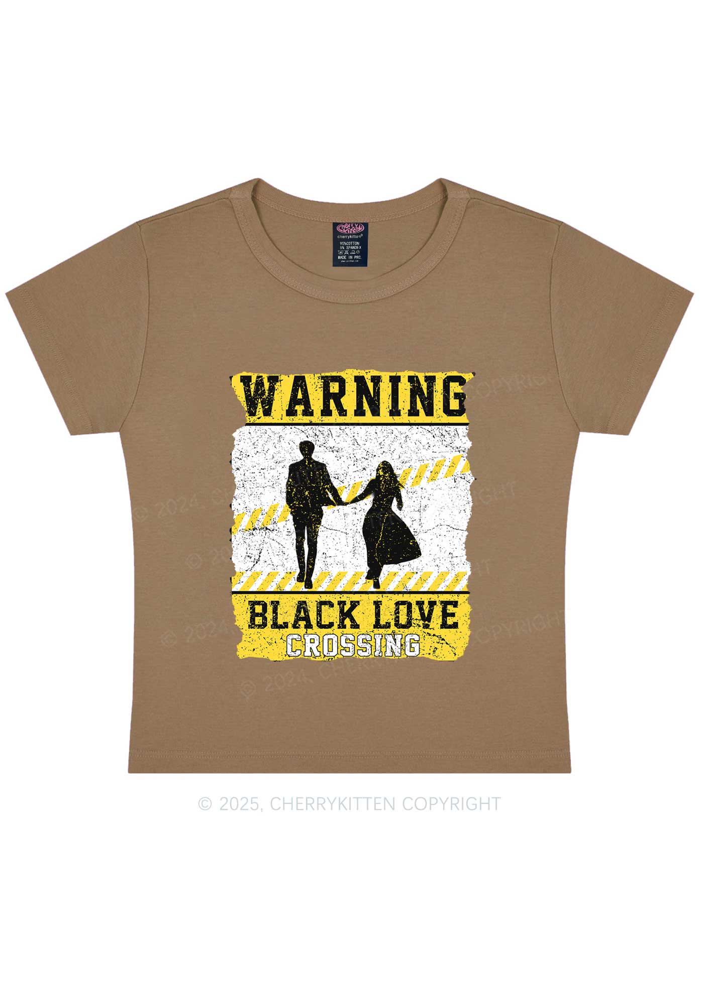 Warning Black Love Crossing Y2K Baby Tee Cherrykitten