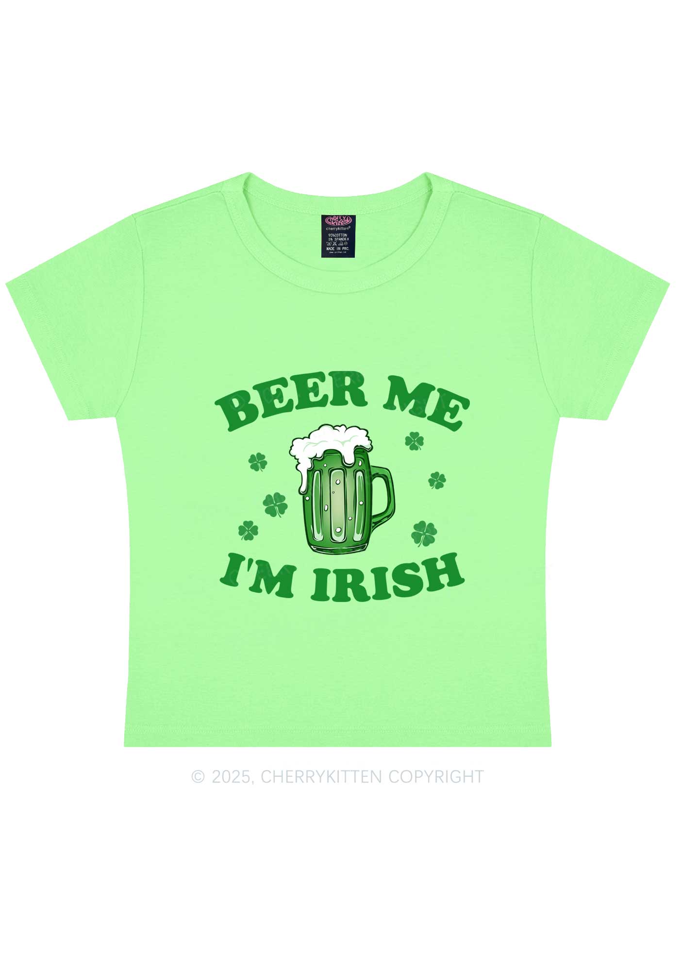 Beer Me Im Irish St Patricks Y2K Baby Tee Cherrykitten