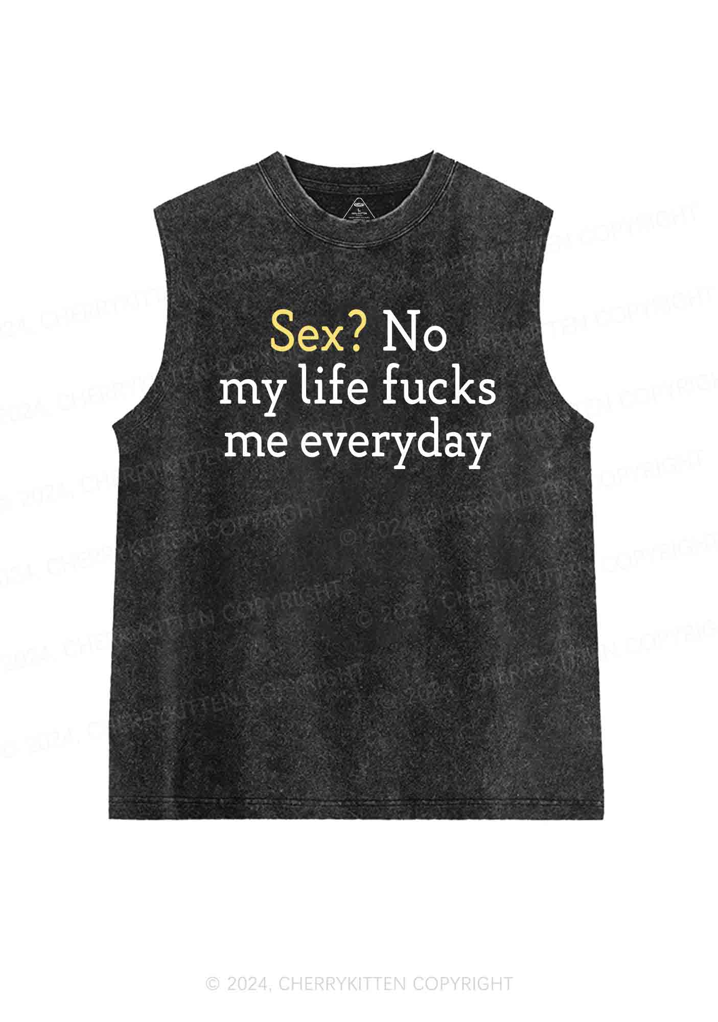 My Life Fxcks Me Everyday Y2K Washed Tank Cherrykitten