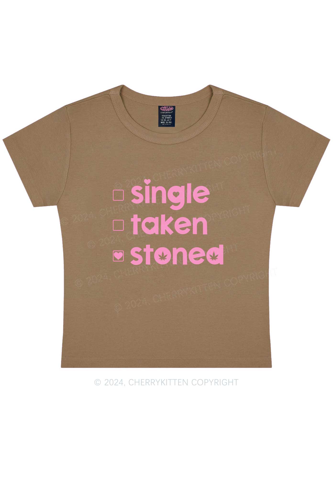 Single Taken Stoned Y2K Valentine's Day Baby Tee Cherrykitten