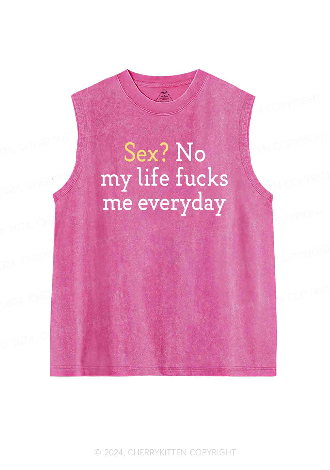 My Life Fxcks Me Everyday Y2K Washed Tank Cherrykitten