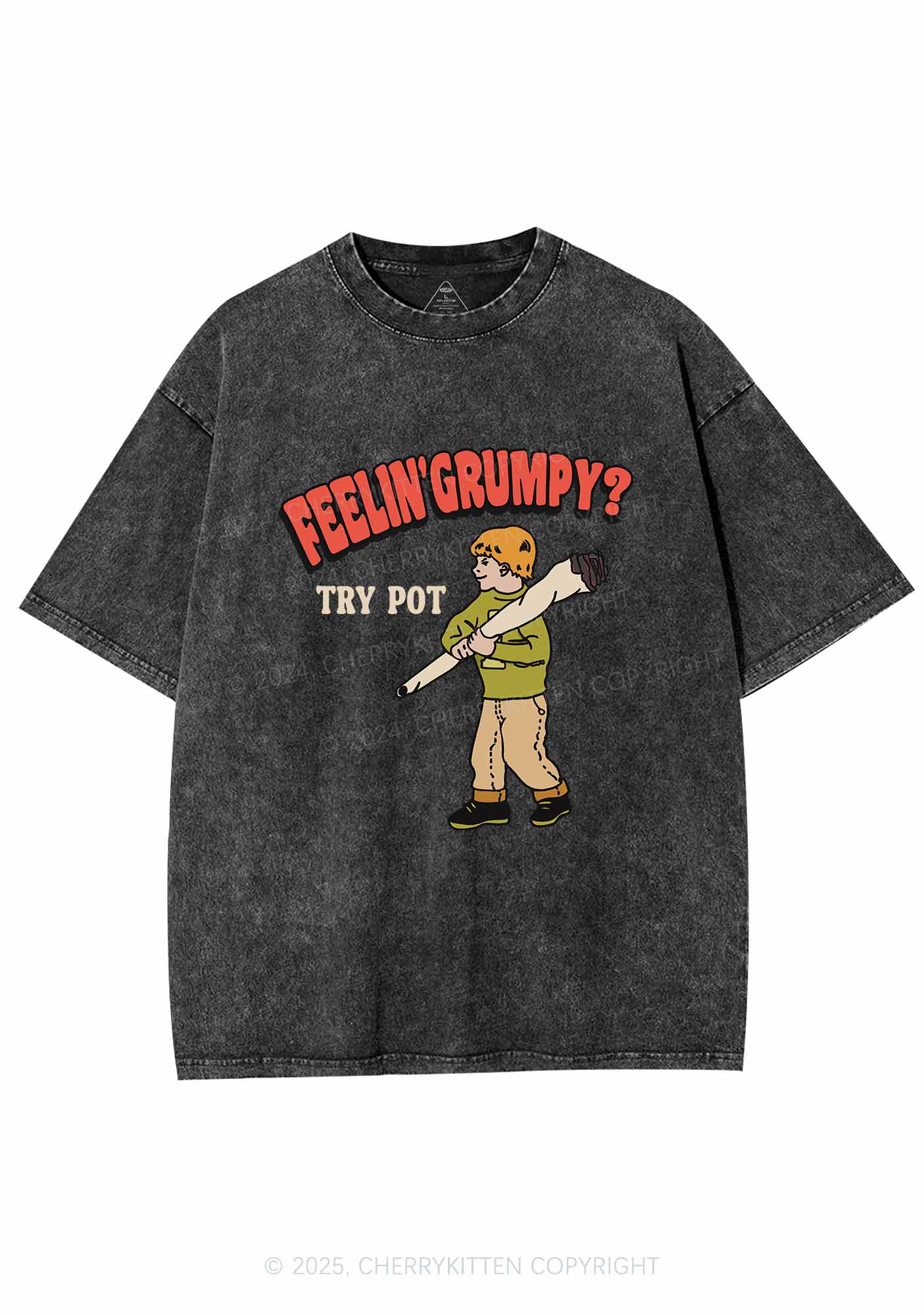 Feelin' Grumpy Y2K Washed Tee Cherrykitten