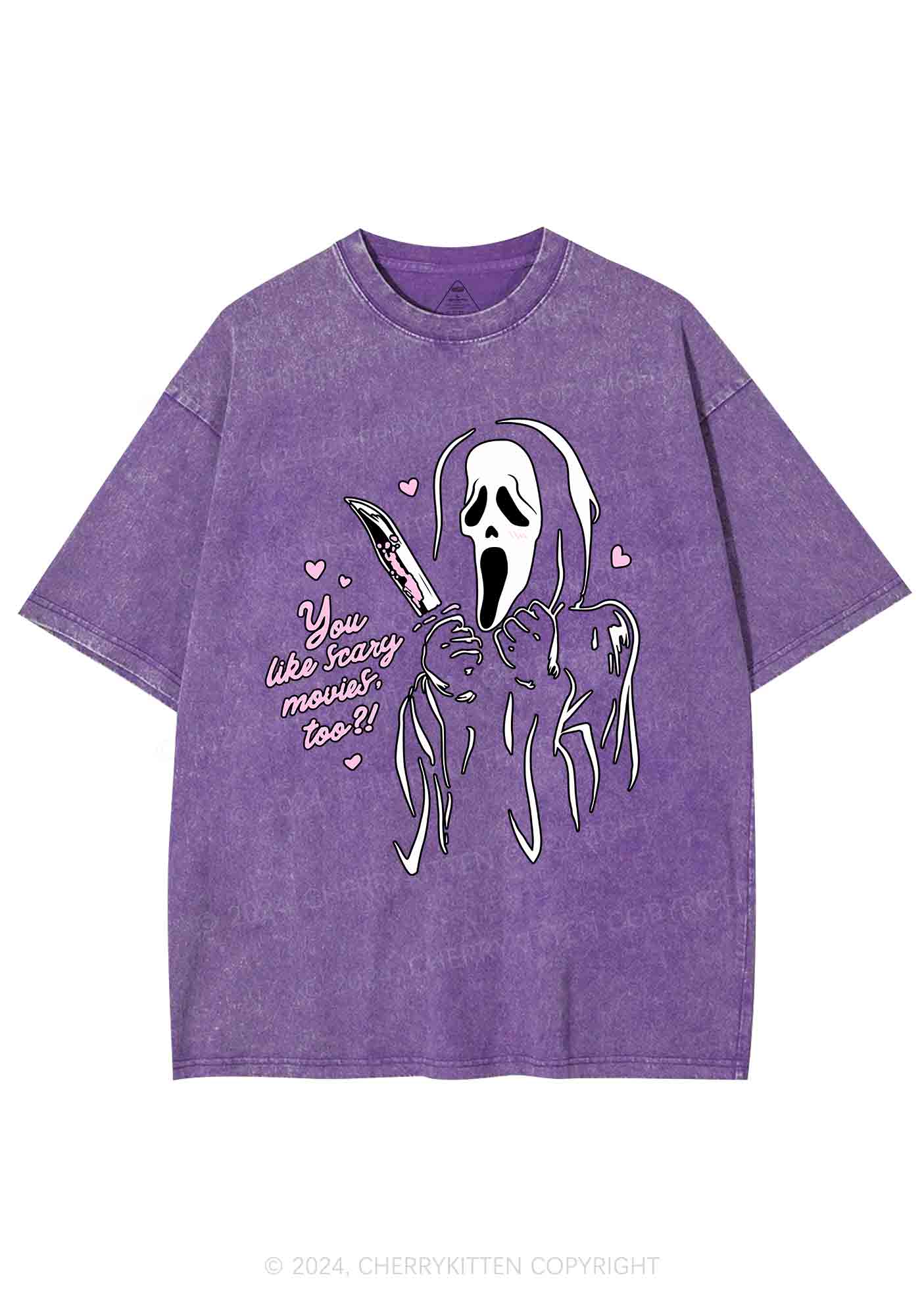 Halloween You Like Scary Movies Too Y2K Washed Tee Cherrykitten