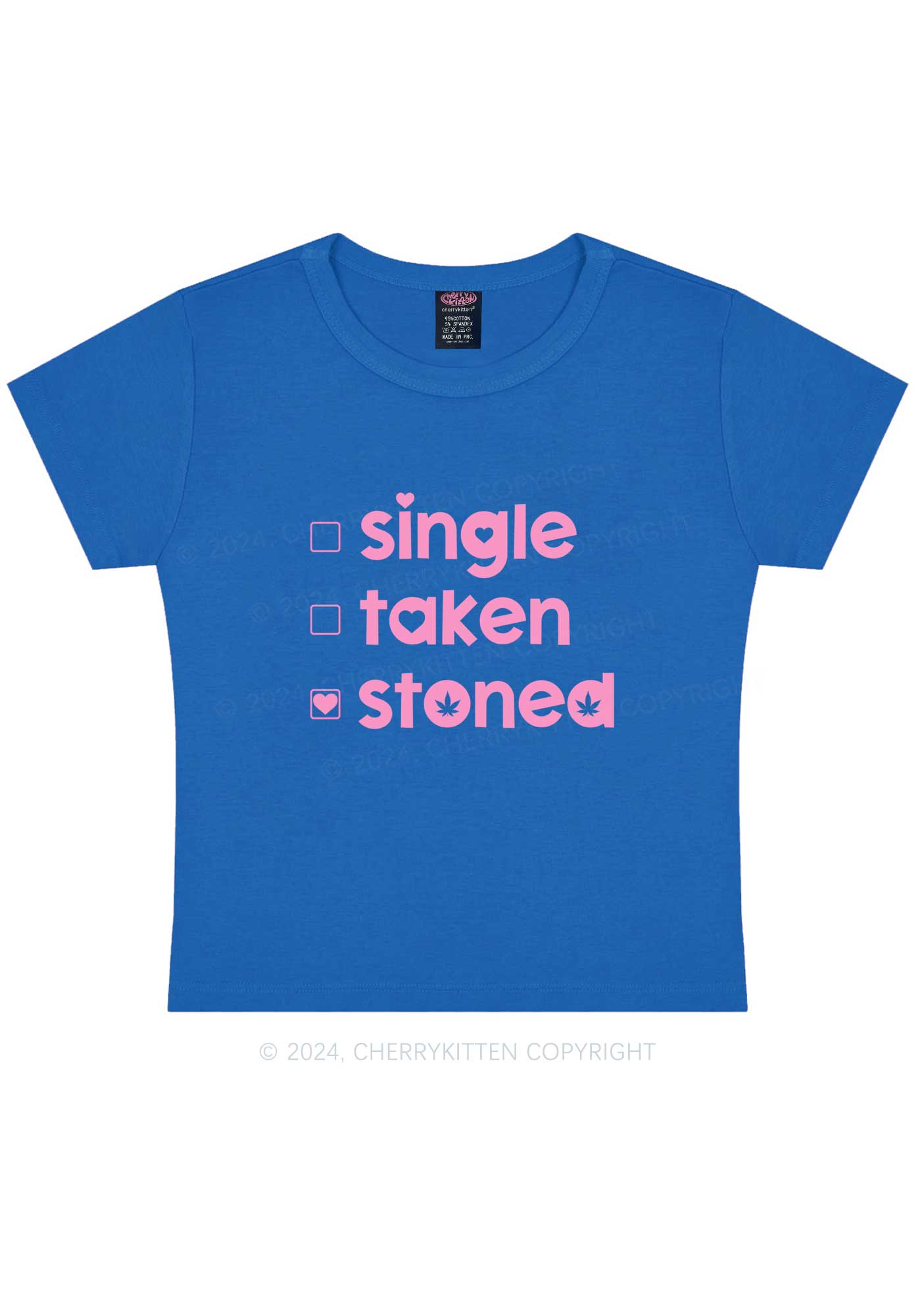 Single Taken Stoned Y2K Valentine's Day Baby Tee Cherrykitten