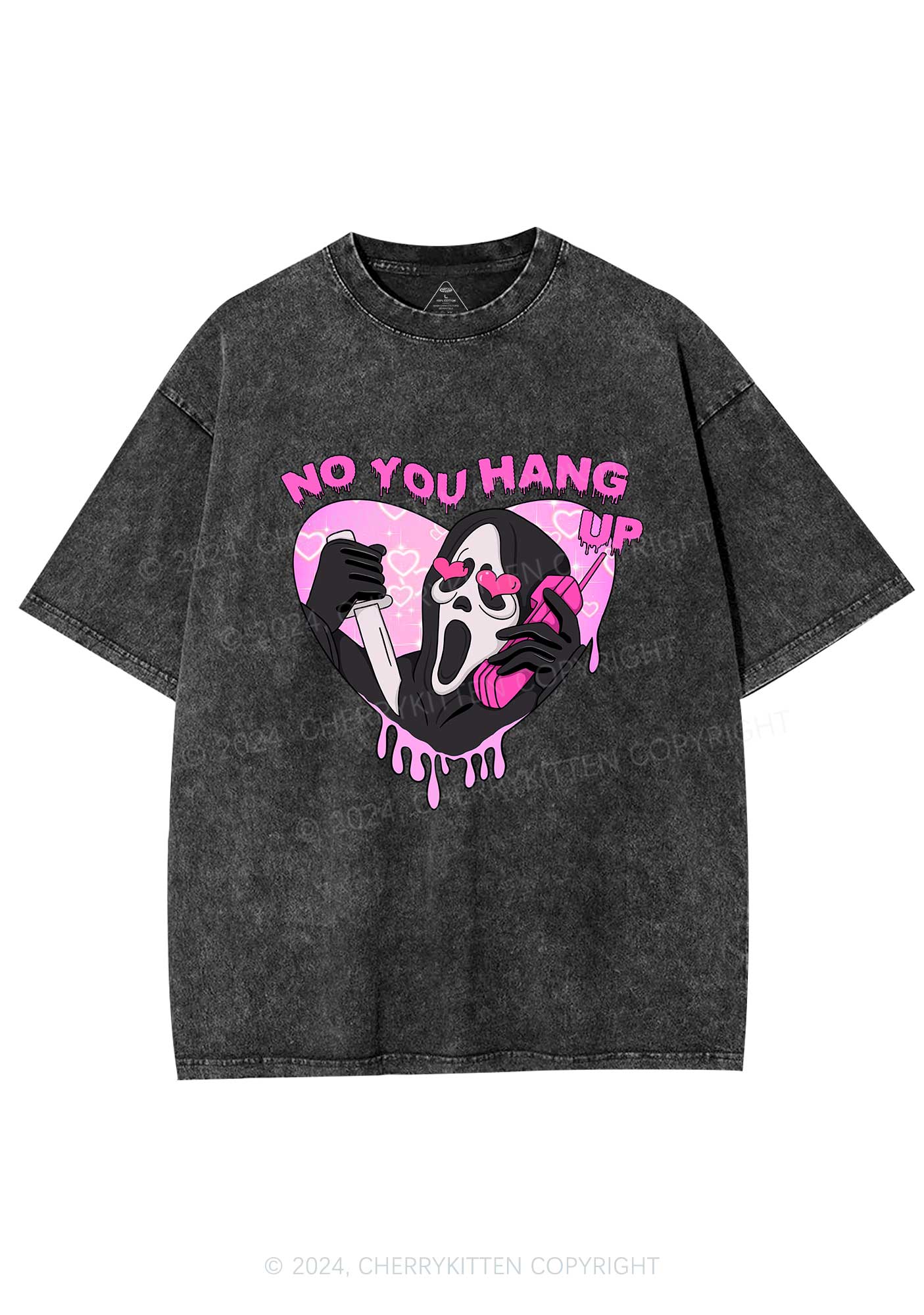 No You Hang Up Y2K Valentine's Day Washed Tee Cherrykitten