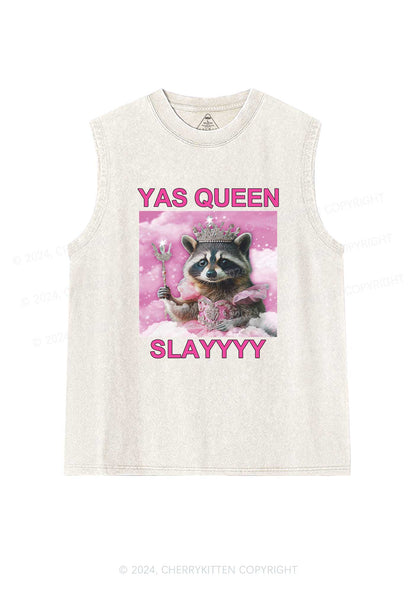 Yas Queen Slay Raccoon Y2K Washed Tank Cherrykitten