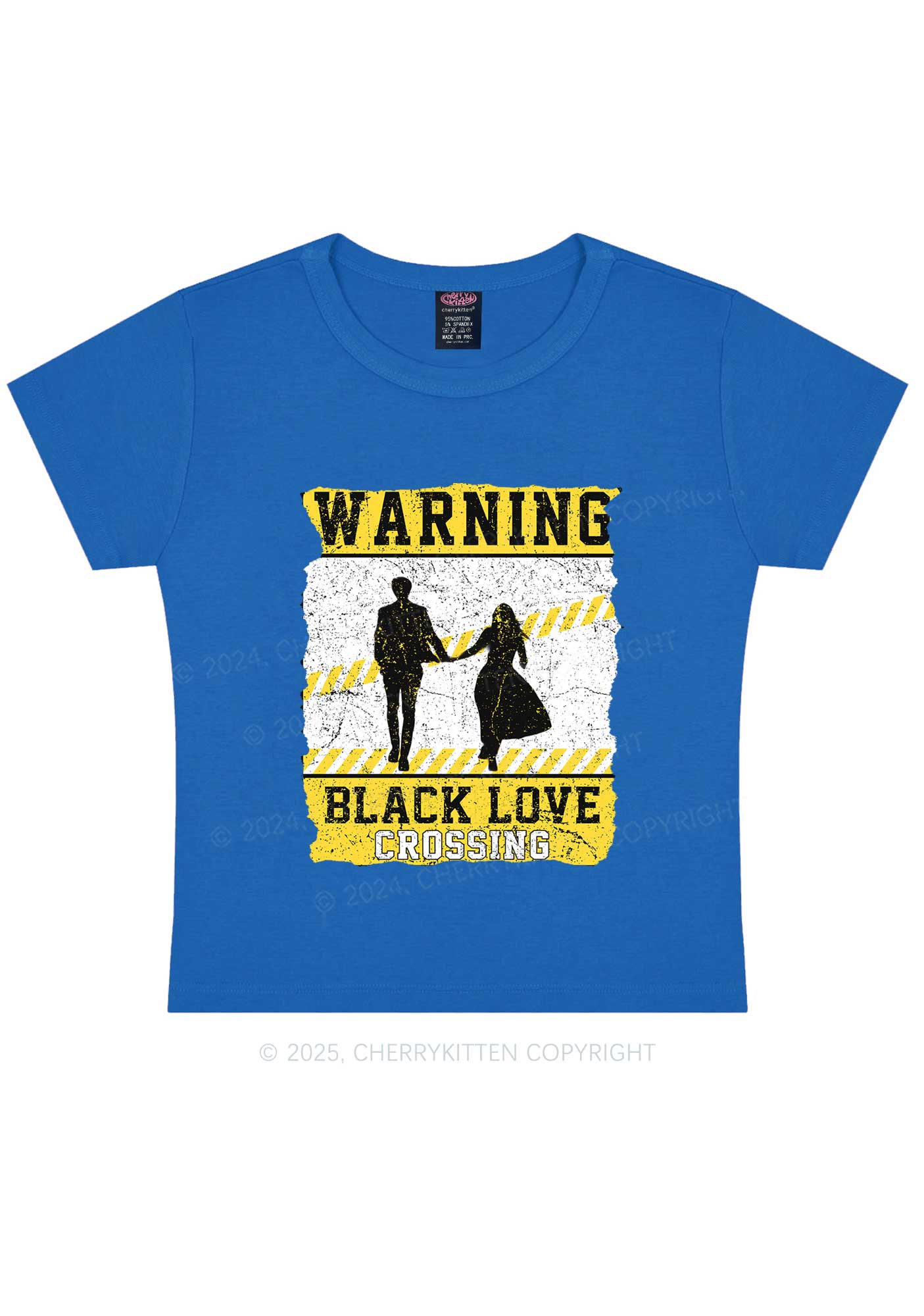 Warning Black Love Crossing Y2K Baby Tee Cherrykitten