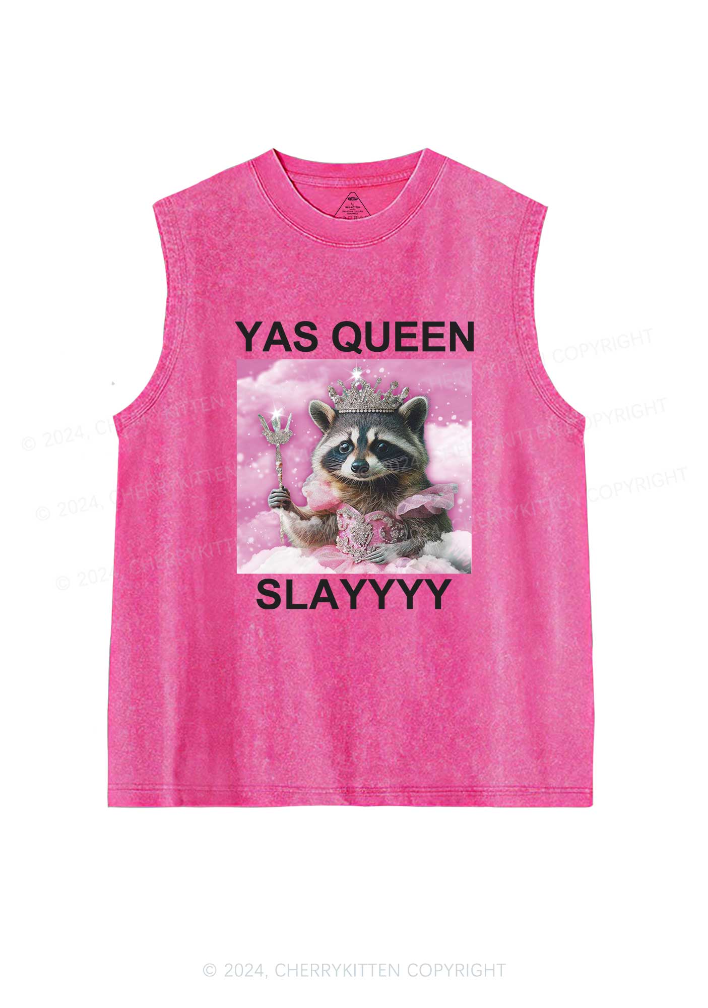 Yas Queen Slay Raccoon Y2K Washed Tank Cherrykitten