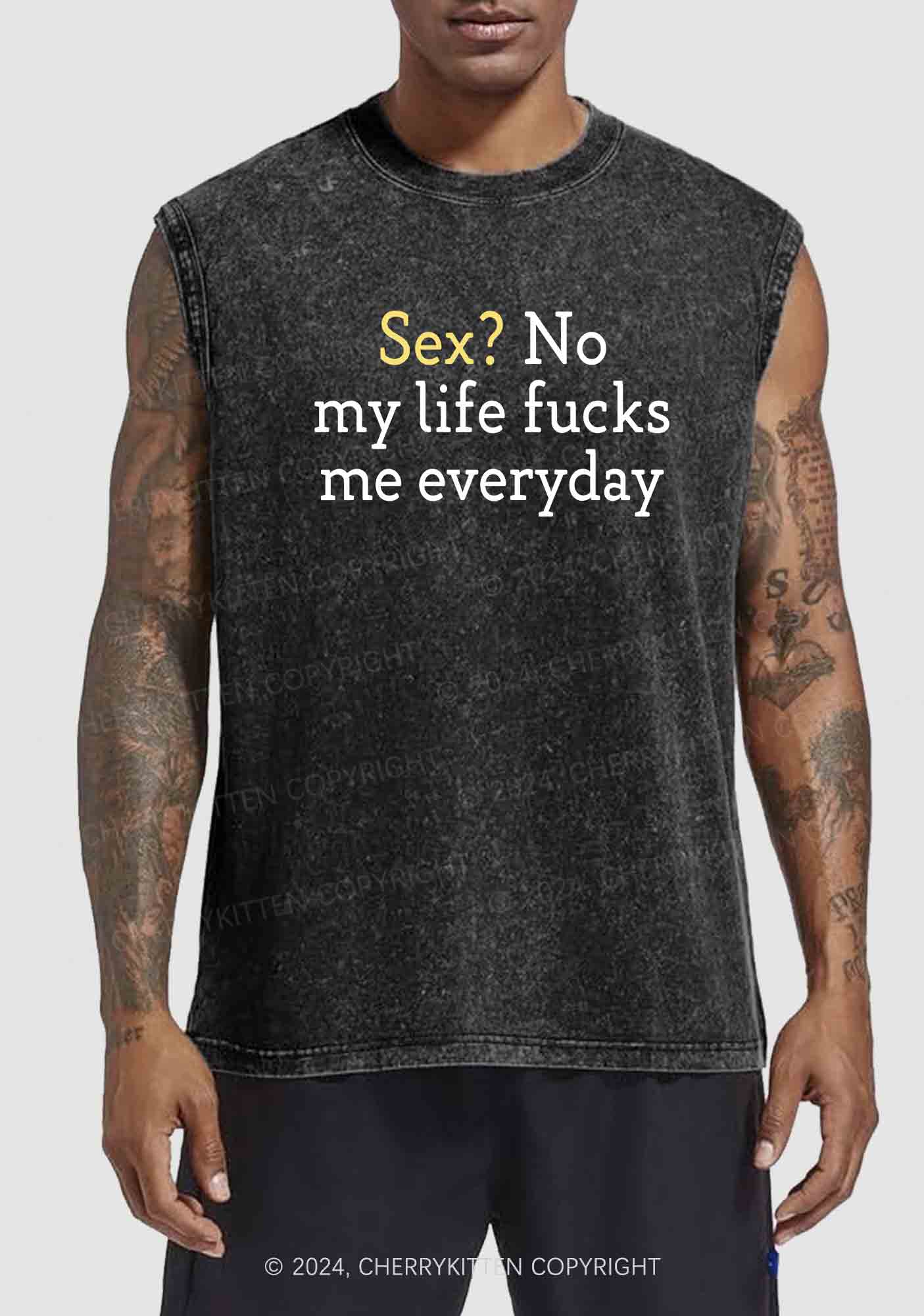 My Life Fxcks Me Everyday Y2K Washed Tank Cherrykitten