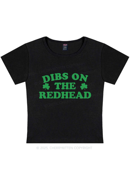 Dibs On The Redhead St Patricks Y2K Baby Tee Cherrykitten