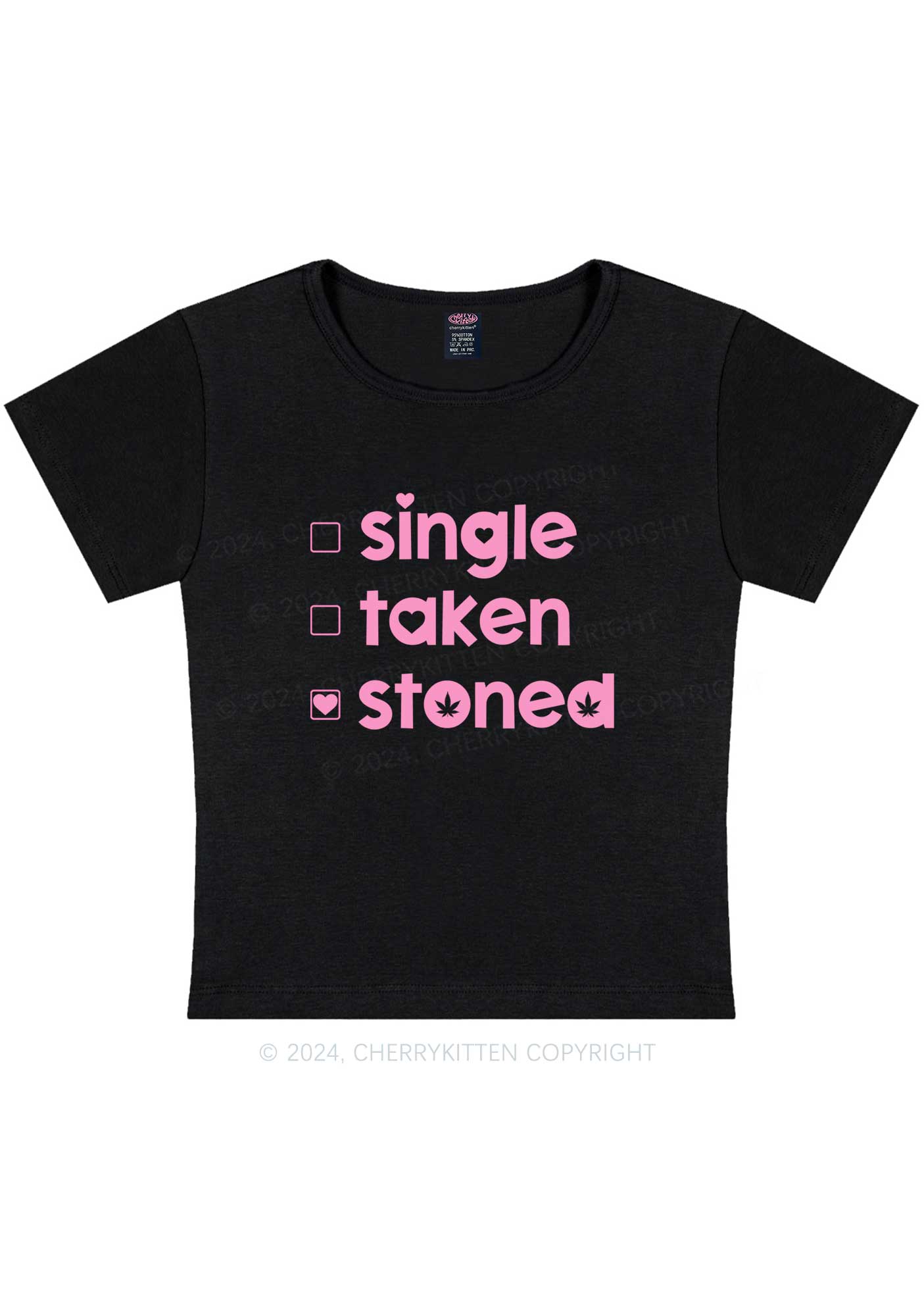 Single Taken Stoned Y2K Valentine's Day Baby Tee Cherrykitten