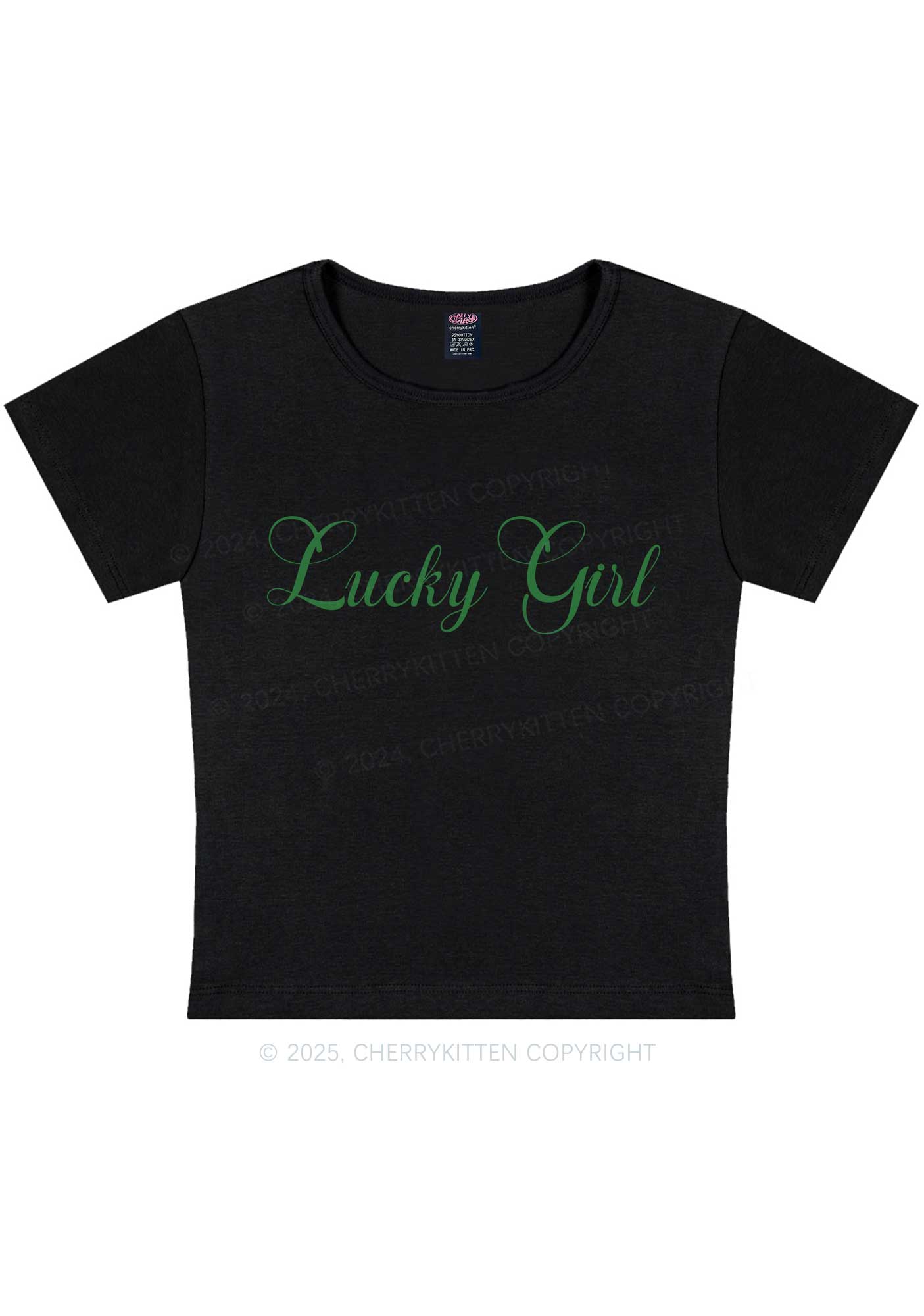 Lucky Girl St Patricks Y2K Baby Tee Cherrykitten