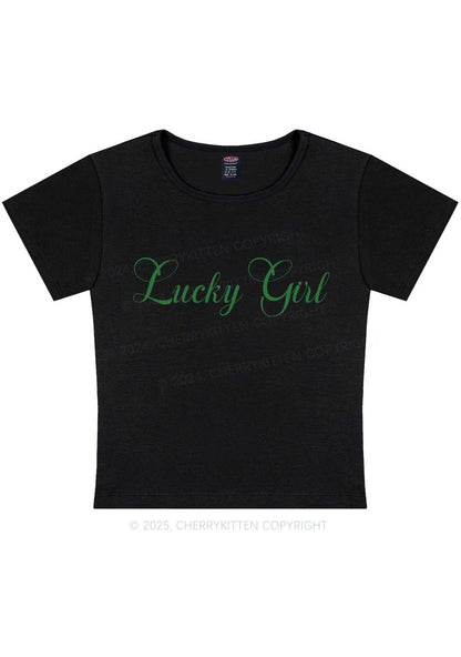 Lucky Girl St Patricks Y2K Baby Tee Cherrykitten