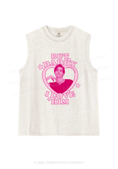 I Love Him Custom Photo Y2K Valentine's Day Washed Tank Cherrykitten