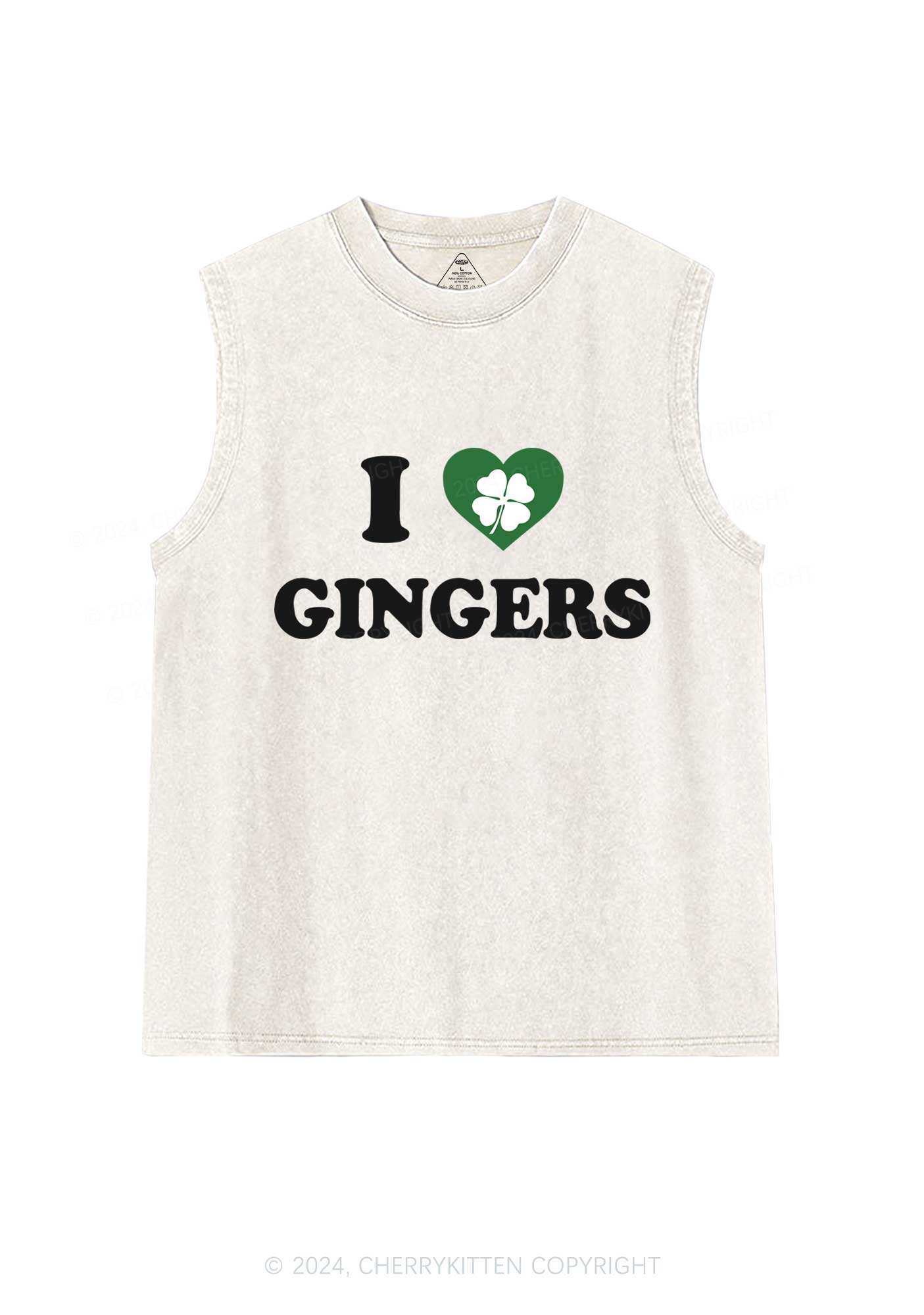 I Love Gingers St Patricks Y2K Washed Tank Cherrykitten