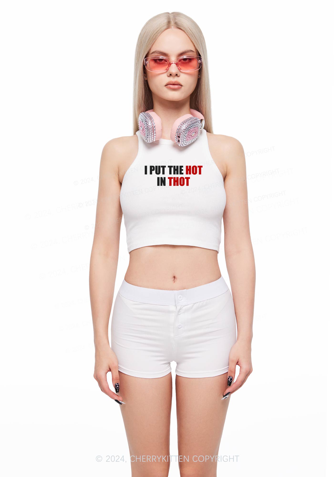 Put Hot In Thxt Y2K Crop Tank Top Cherrykitten