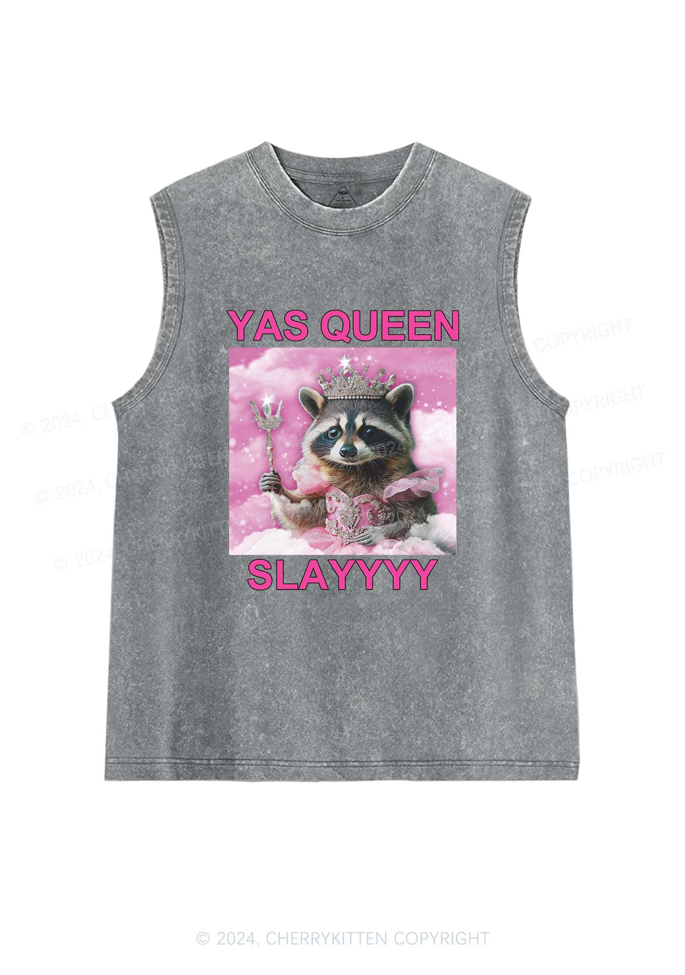 Yas Queen Slay Raccoon Y2K Washed Tank Cherrykitten