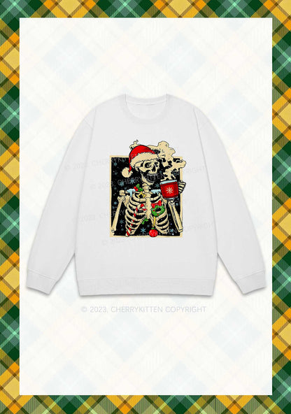 Merry Christmas Skeleton Y2K Sweatshirt Cherrykitten