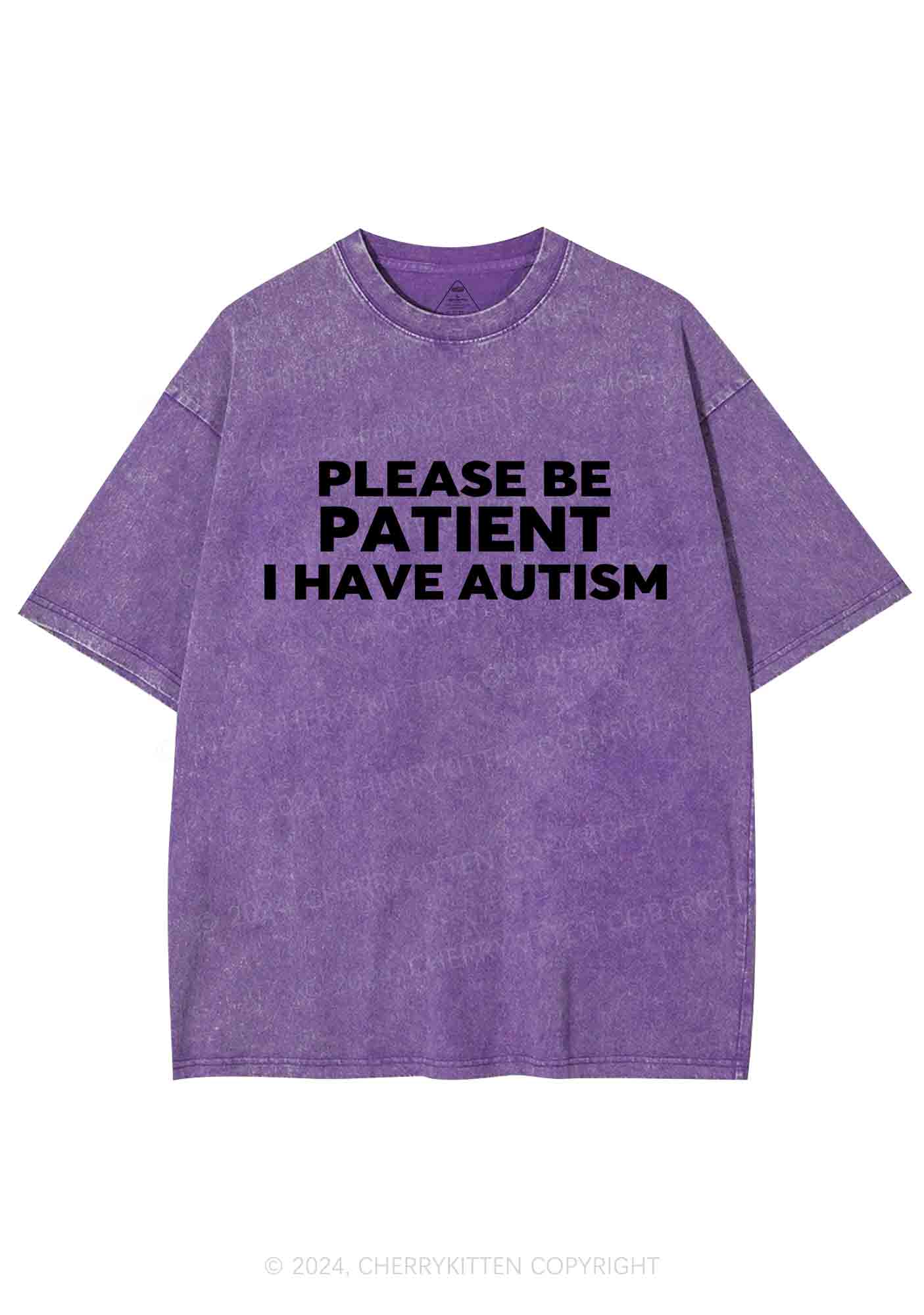 Please Be Patient I Have Autism Y2K Washed Tee Cherrykitten