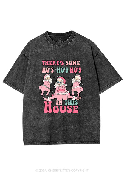 Christmas Pink Santas Y2K Washed Tee Cherrykitten