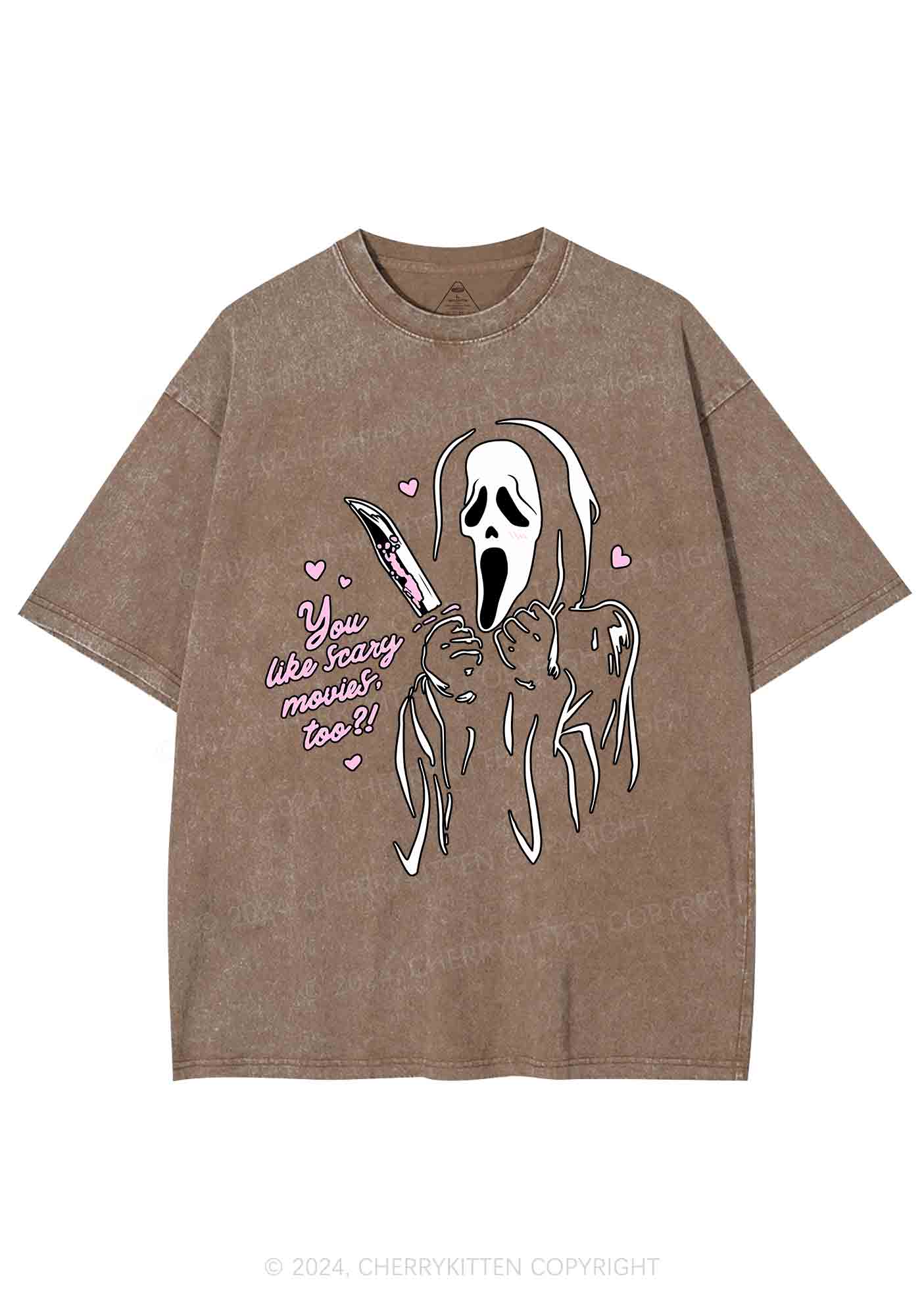 Halloween You Like Scary Movies Too Y2K Washed Tee Cherrykitten