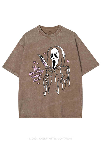 Halloween You Like Scary Movies Too Y2K Washed Tee Cherrykitten