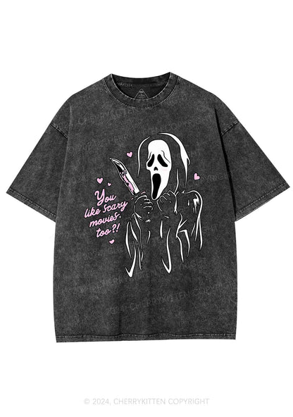 Halloween You Like Scary Movies Too Y2K Washed Tee Cherrykitten