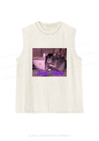 Sad Rat Y2K Washed Tank Cherrykitten