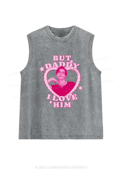 I Love Him Custom Photo Y2K Valentine's Day Washed Tank Cherrykitten