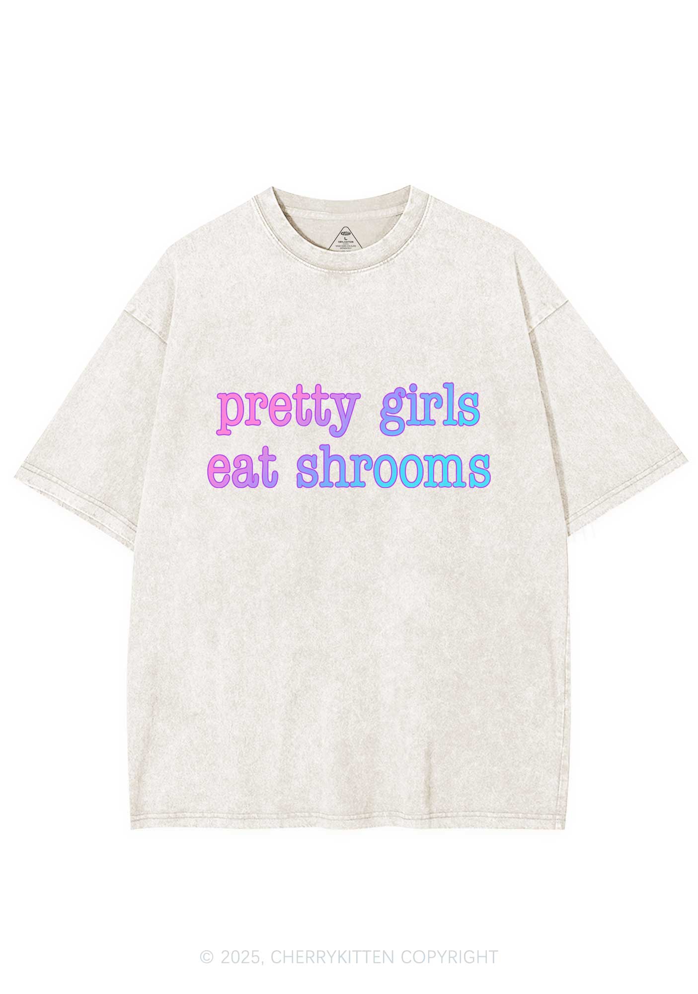 Pretty Girls Eat Shrooms Y2K Shirts Washed Tee Cherrykitten