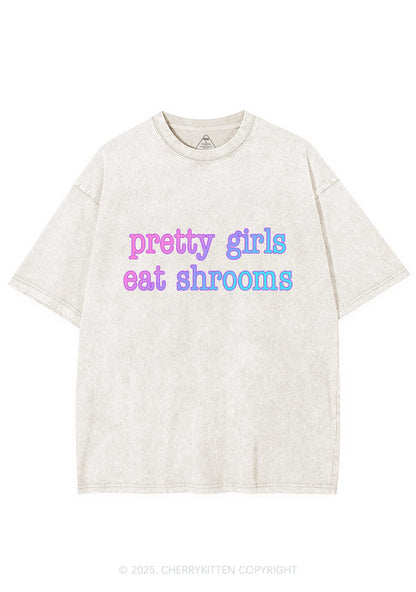 Pretty Girls Eat Shrooms Y2K Shirts Washed Tee Cherrykitten