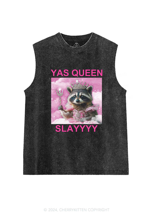 Yas Queen Slay Raccoon Y2K Washed Tank Cherrykitten