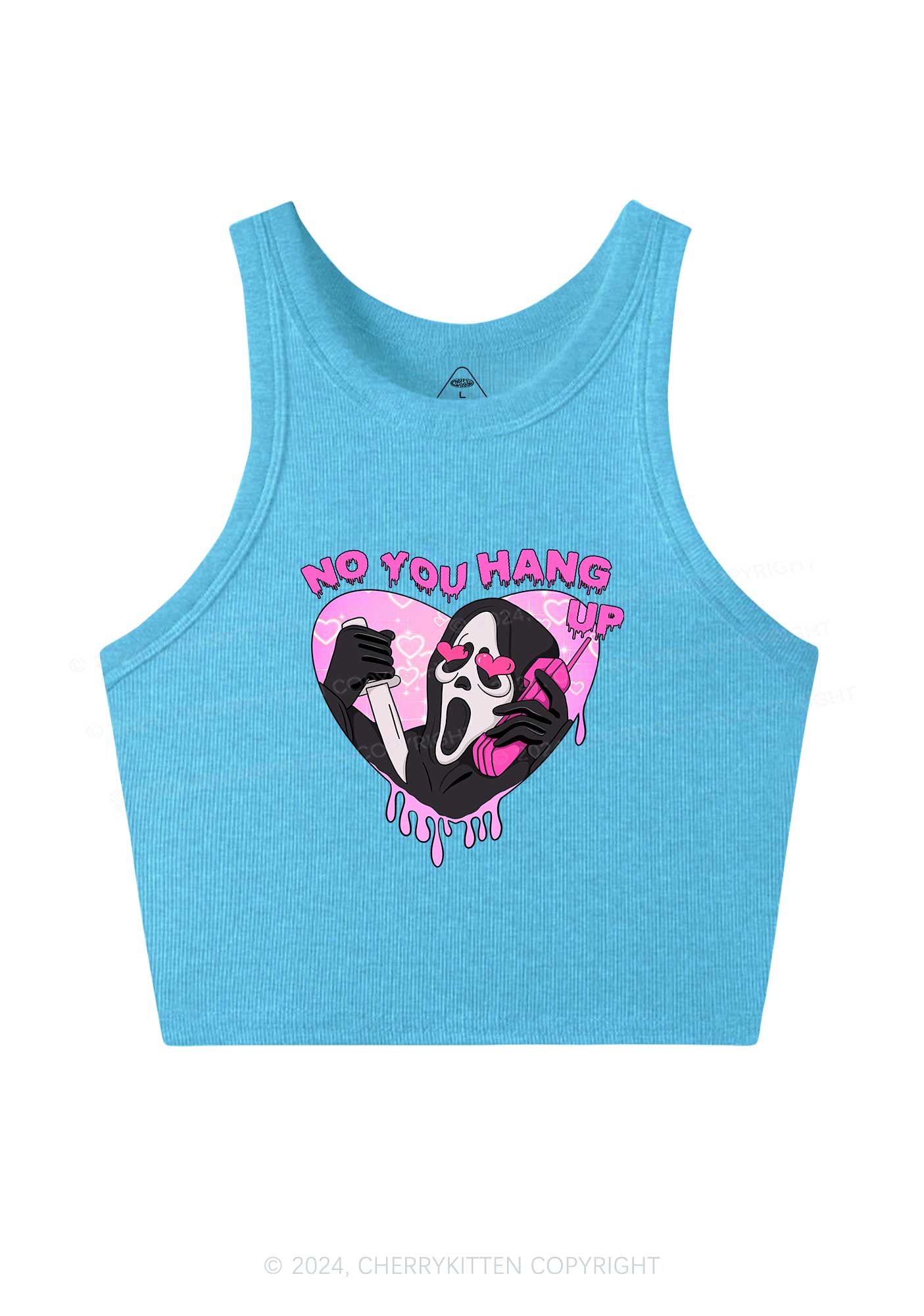 No You Hang Up Y2K Valentine's Day Crop Tank Top Cherrykitten