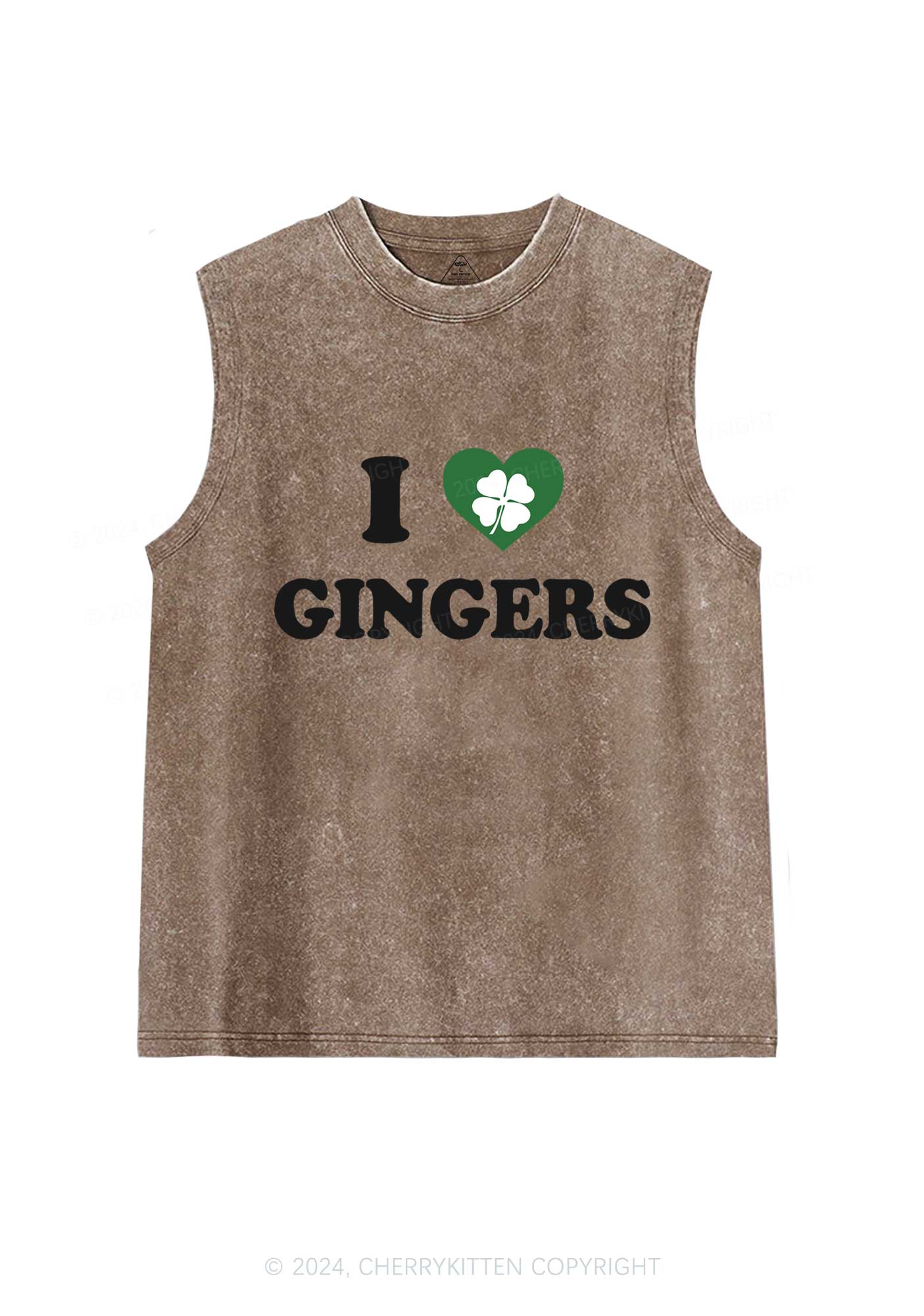 I Love Gingers St Patricks Y2K Washed Tank Cherrykitten