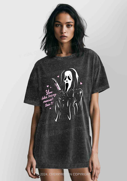 Halloween You Like Scary Movies Too Y2K Washed Tee Cherrykitten