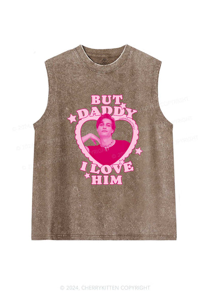 I Love Him Custom Photo Y2K Valentine's Day Washed Tank Cherrykitten