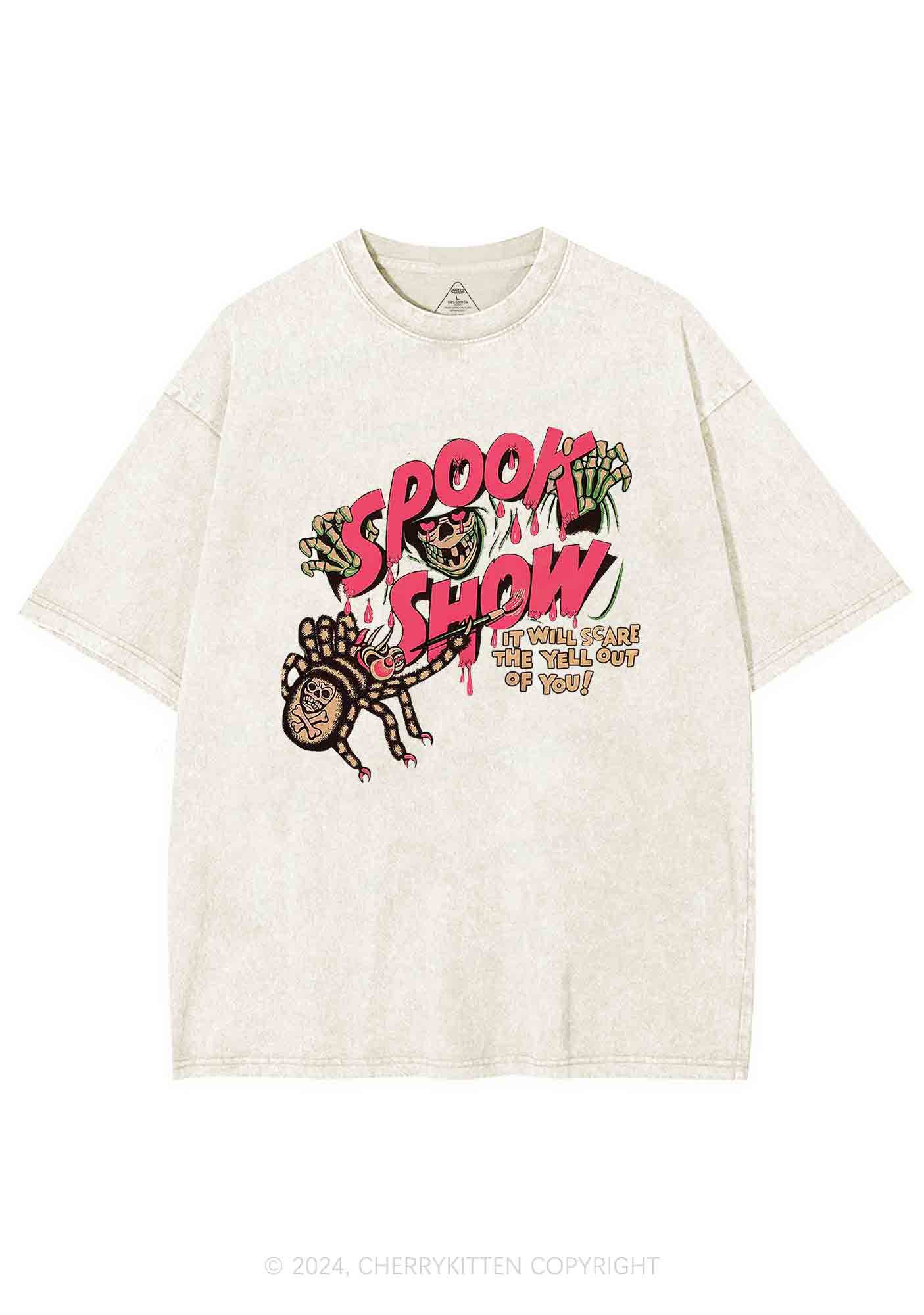 Halloween Spider Spook Show Y2K Washed Tee Cherrykitten