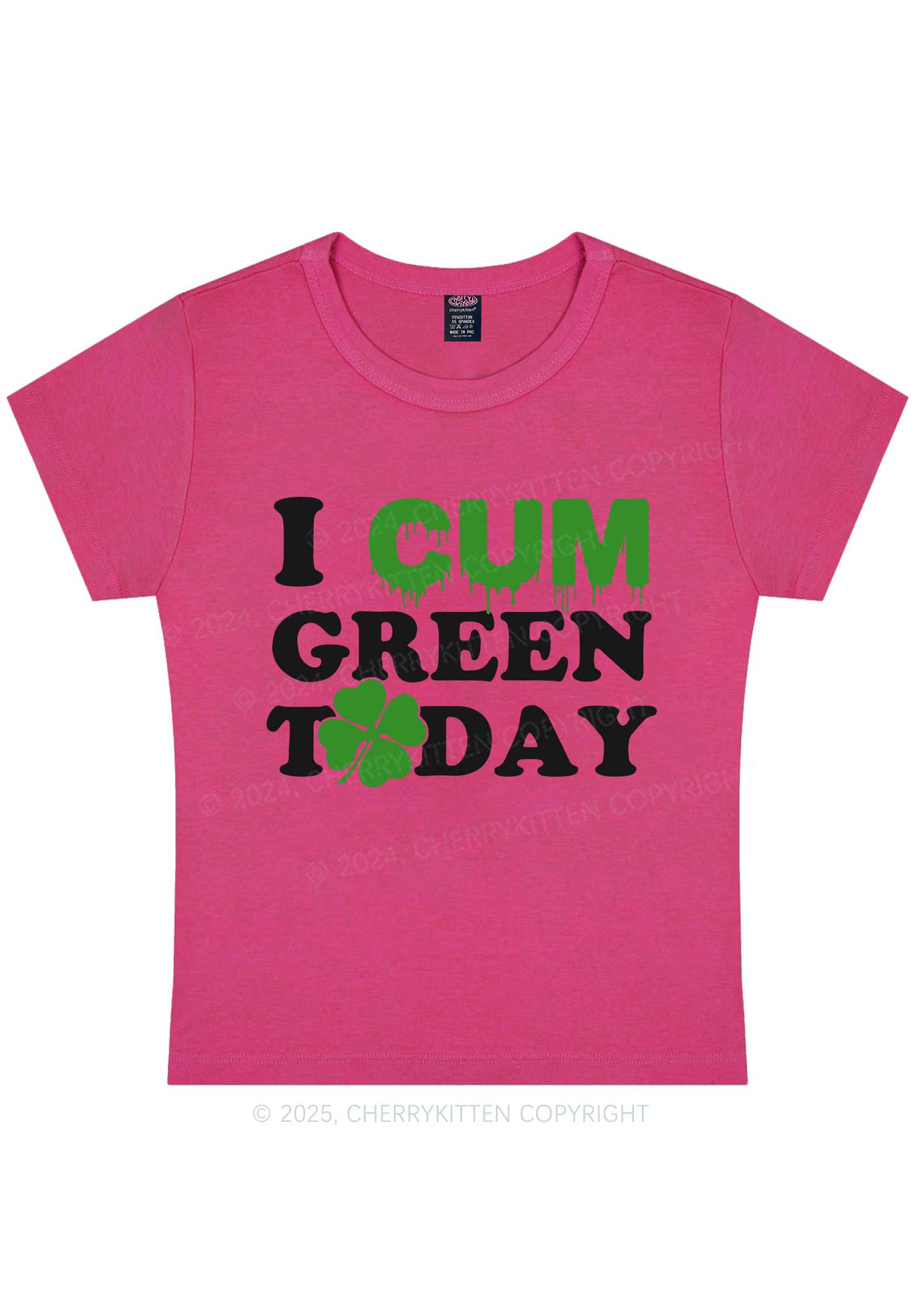 I Cxm Green Today St Patricks Y2K Baby Tee Cherrykitten