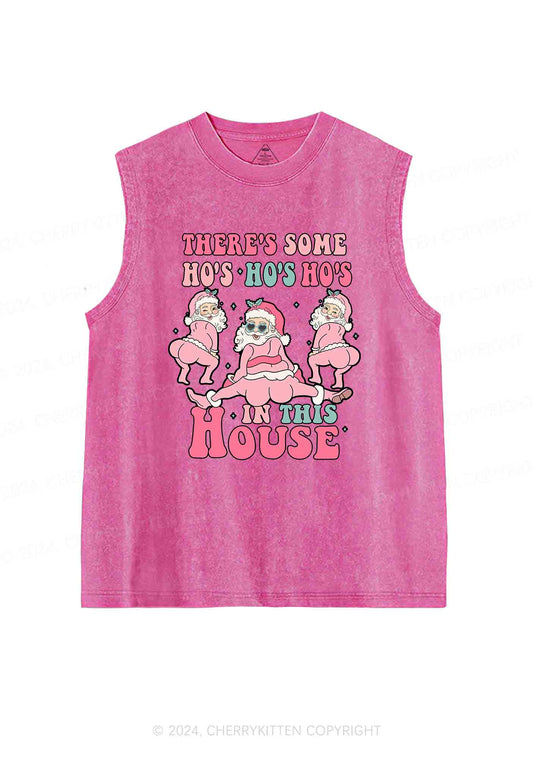 Christmas Pink Santas Y2K Washed Tank Cherrykitten