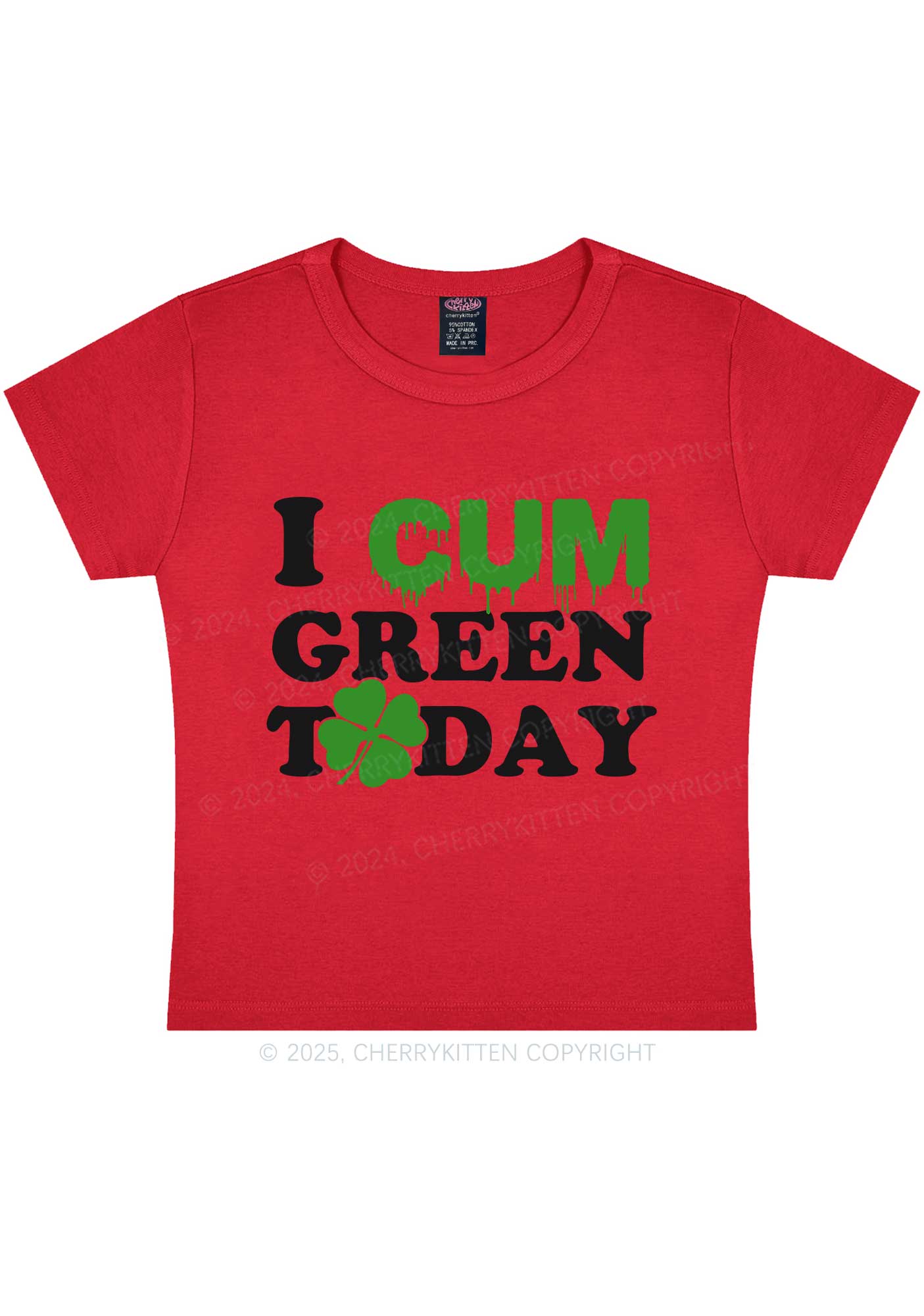 I Cxm Green Today St Patricks Y2K Baby Tee Cherrykitten