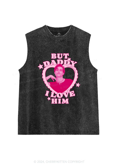 I Love Him Custom Photo Y2K Valentine's Day Washed Tank Cherrykitten