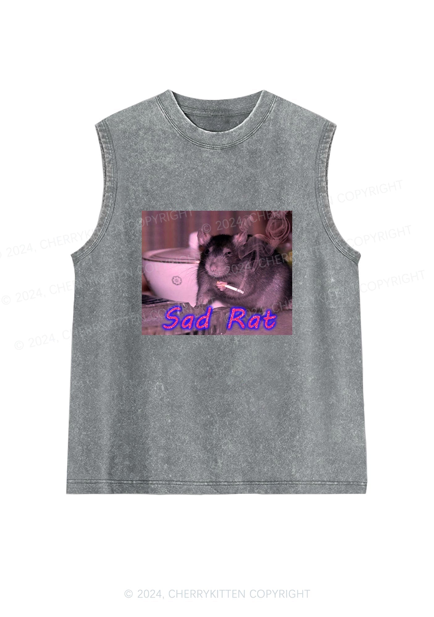 Sad Rat Y2K Washed Tank Cherrykitten