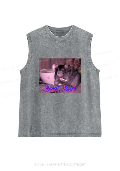 Sad Rat Y2K Washed Tank Cherrykitten