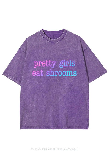 Pretty Girls Eat Shrooms Y2K Shirts Washed Tee Cherrykitten