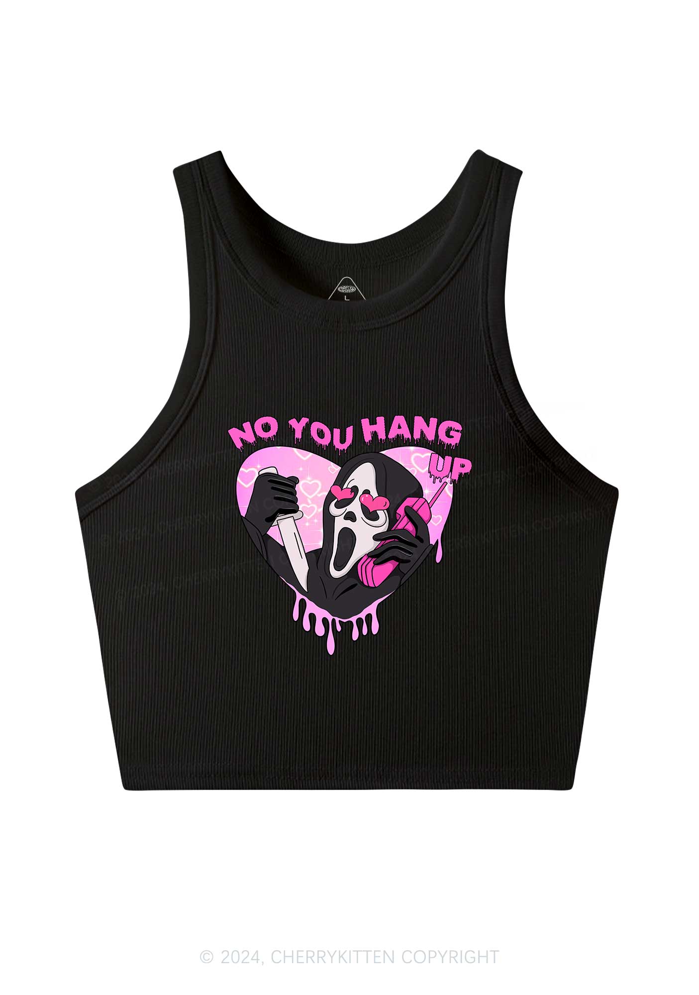 No You Hang Up Y2K Valentine's Day Crop Tank Top Cherrykitten