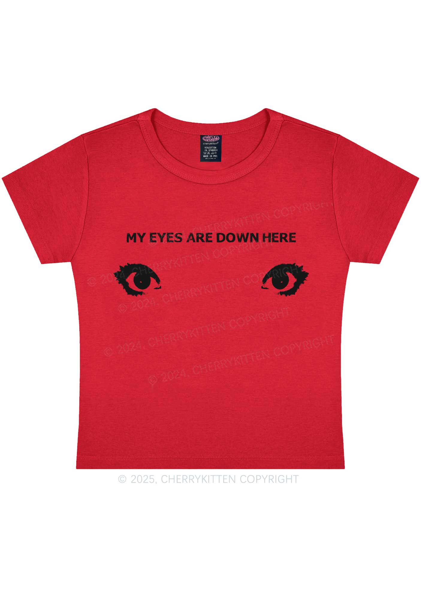 My Eyes Are Down Here Y2K Baby Tee Cherrykitten