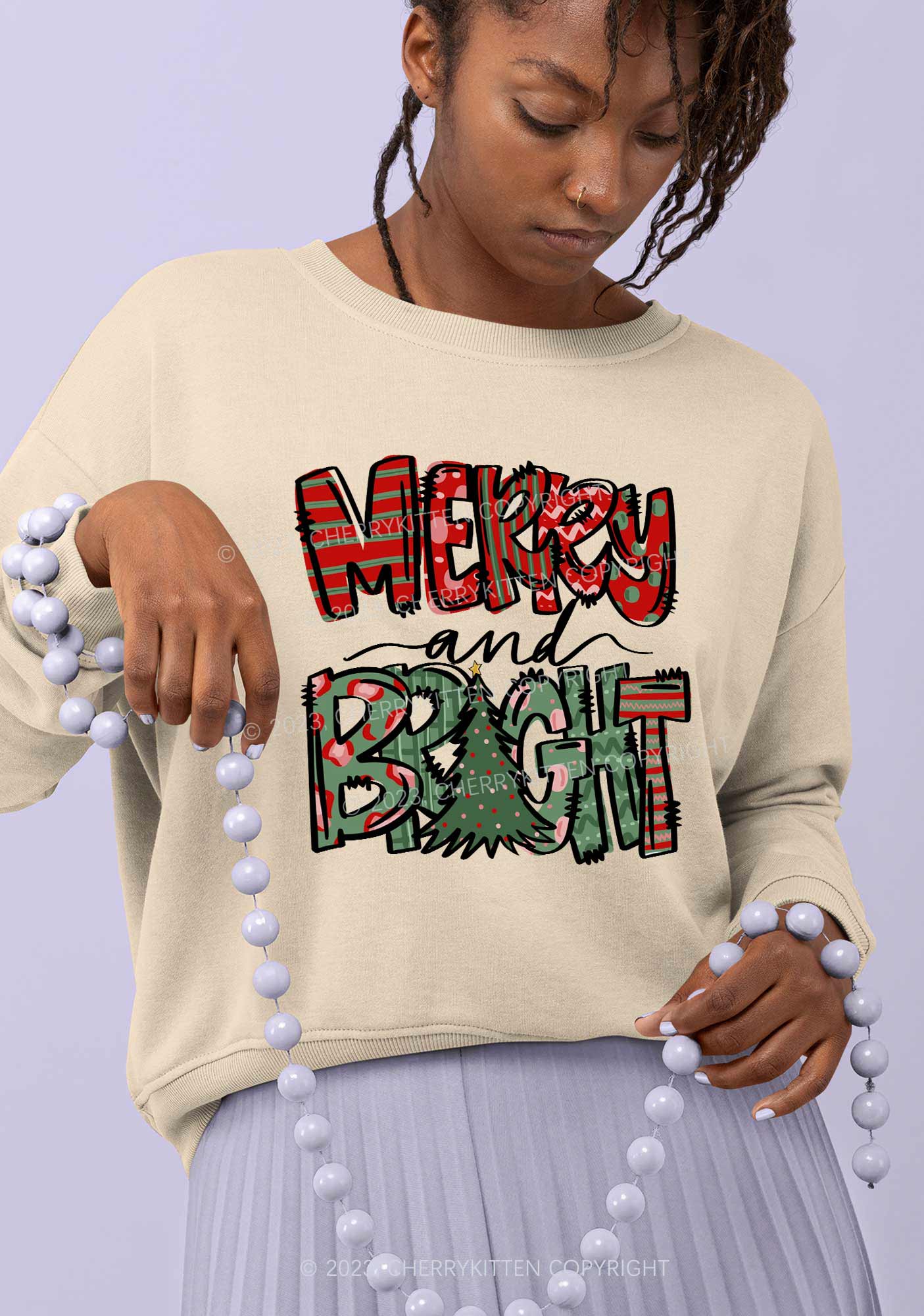 Merry And Bright Christmas Y2K Sweatshirt Cherrykitten