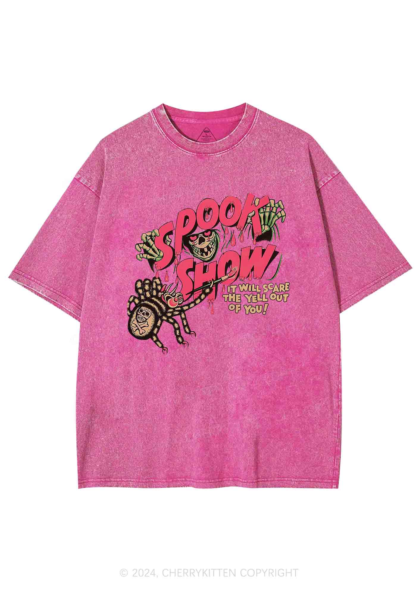 Halloween Spider Spook Show Y2K Washed Tee Cherrykitten